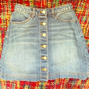 Button Through A-Line Denim Skirt